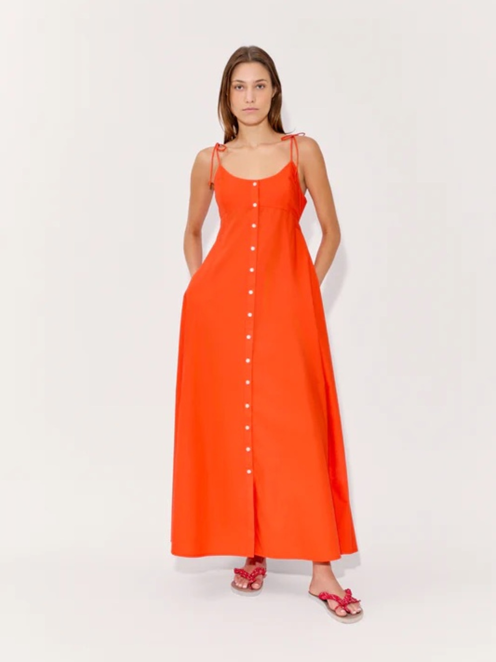 New Rosie Assoulin high garden maxi dress in persimmon
